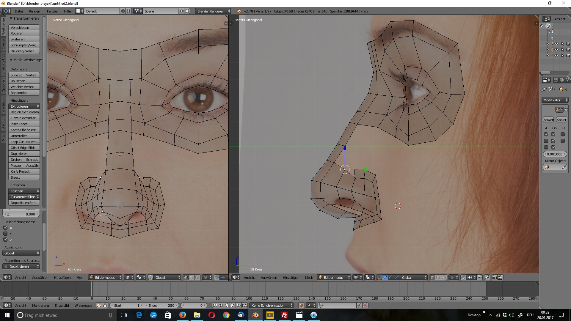 3D-Modellierung: Gesicht