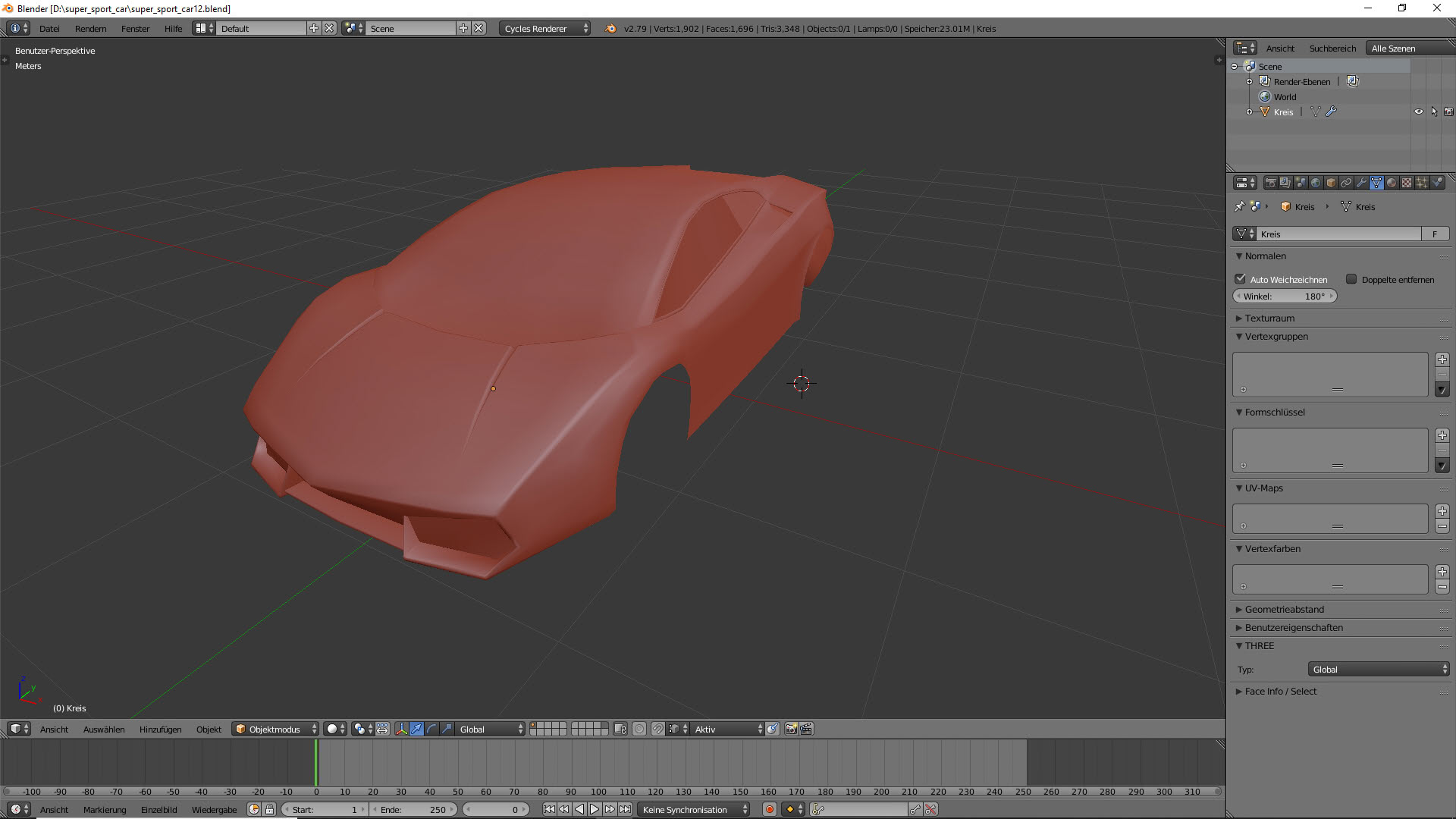Tag 6: Blender 3D-Modelling von einem Supersportwagen