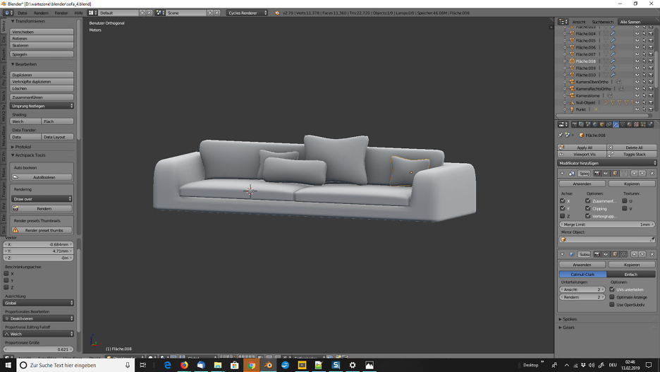 3D-Visualisierung: Sofa für Wartezimmer 1