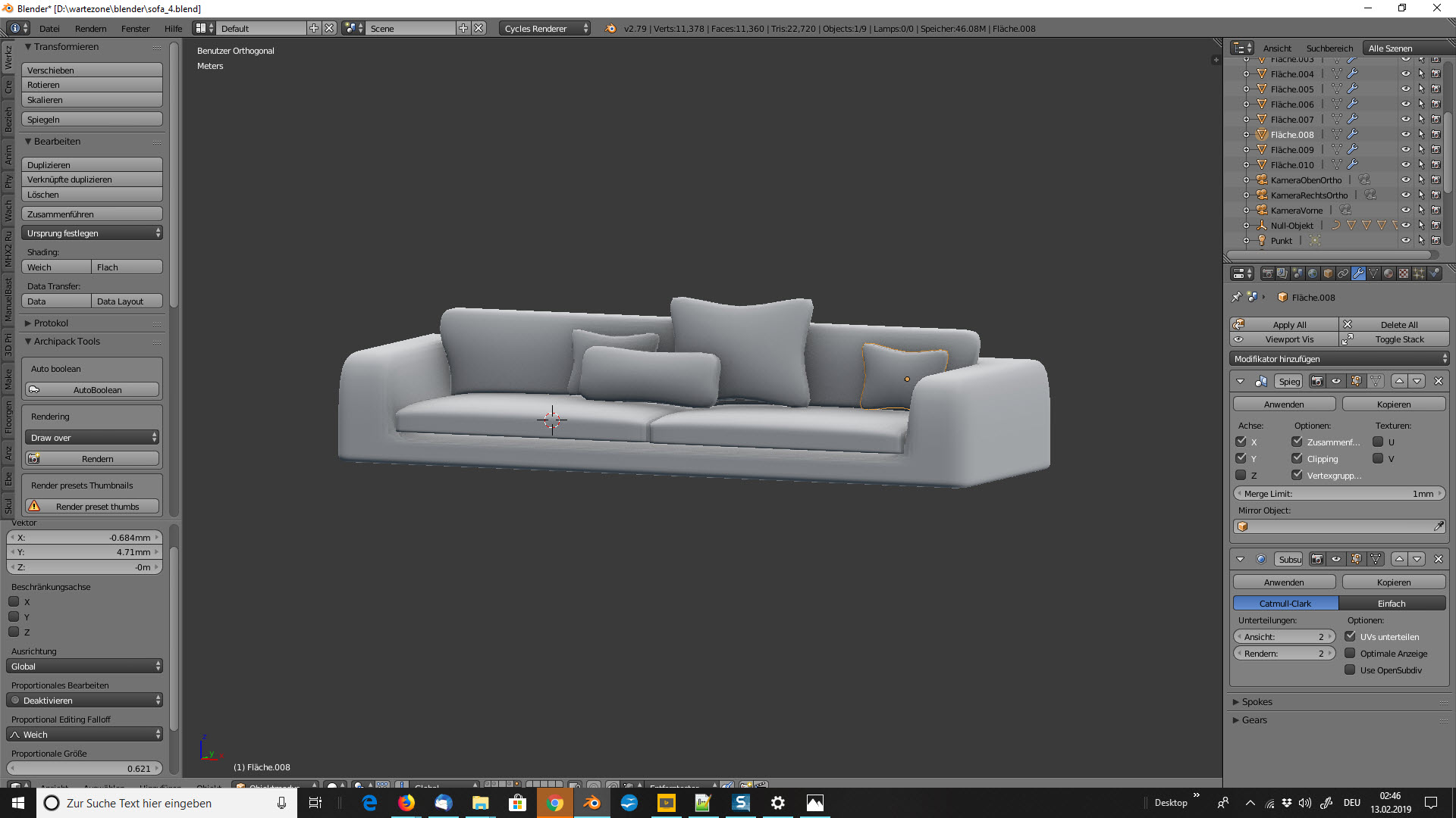 3D-Visualisierung: Sofa für Wartezimmer