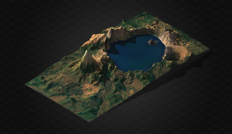 Multicolor 3D-Druck: Vulkan Mount Mazama – 3D Geländekarte