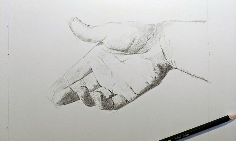 Bleistiftzeichnung einer Hand