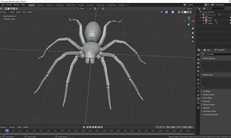 3D Modellierung einer Spinne in Blender Bild 14
