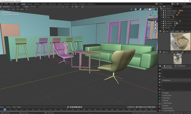 Visualisierung: Sessel 3D-Visualisierung mit Blender