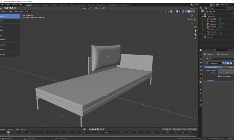 3D Visualisierung: Couch für VR/AR