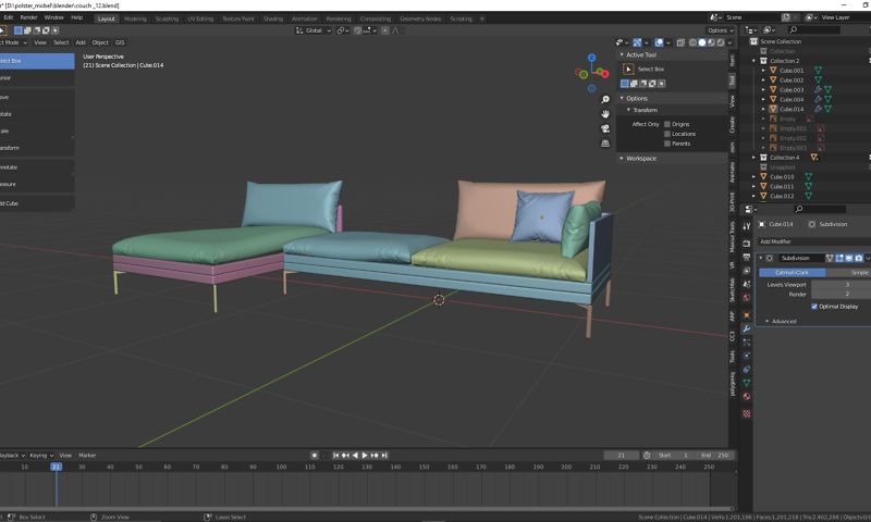 3D-Visualisierung: Couch für VR/AR
