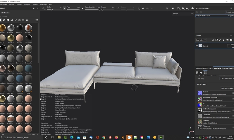 3D-Visualisierung: Couch für VR/AR und Print Teil 6